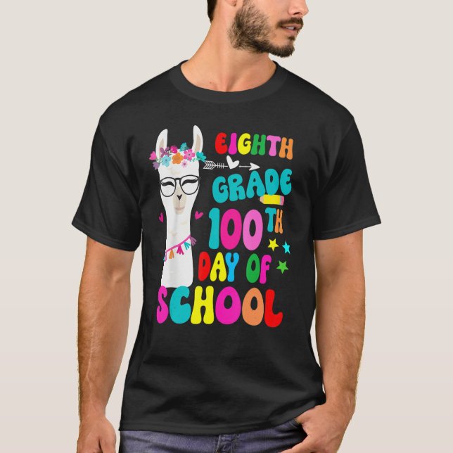 Camiseta Eighth Grade 100 Days Smarter No Prob Llama Teache (Anverso)