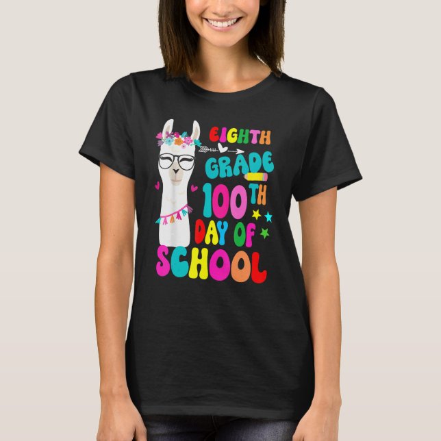 Camiseta Eighth Grade 100 Days Smarter No Prob Llama Teache (Anverso)