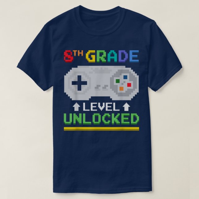 Camiseta Eighth Grade Level Unlocked Gamer Tees Video Game  (Diseño del anverso)