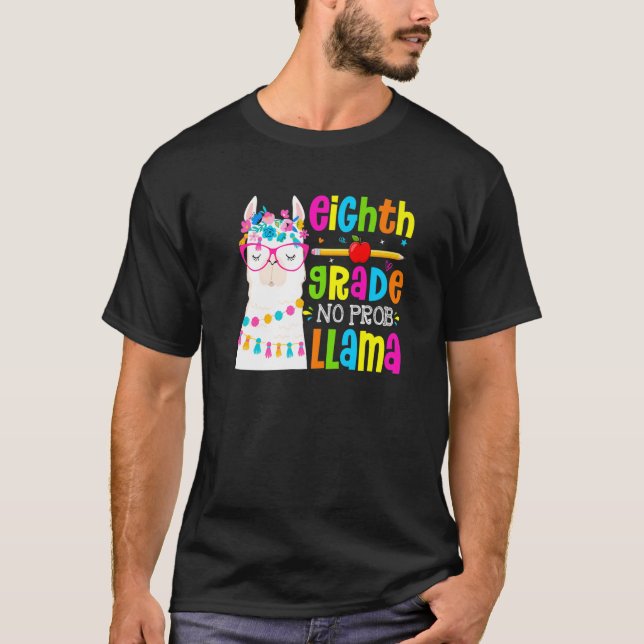 Camiseta Eighth Grade No Prob Llama Student First Day Of Sc (Anverso)