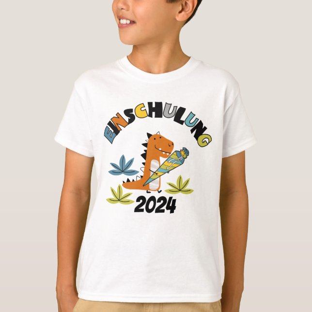 Camiseta Einschulung 2026 - Dino mit Schultüte  (Anverso)
