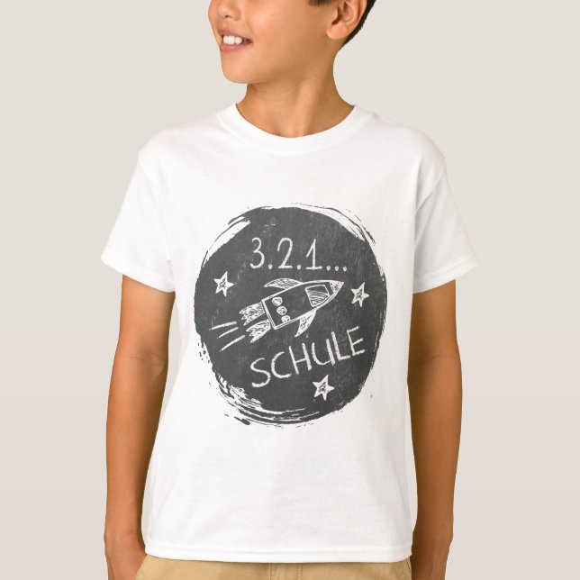 Camiseta Einschulung - Schulanfang - Rakete auf Tafel | (Anverso)