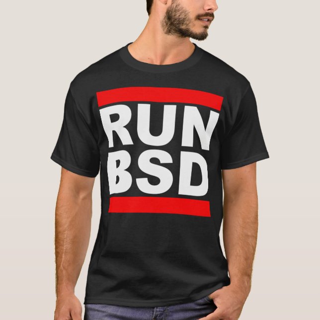 Camiseta Ejecutar Bsd - Diseño Con Barrido De Guay Para Hac (Anverso)