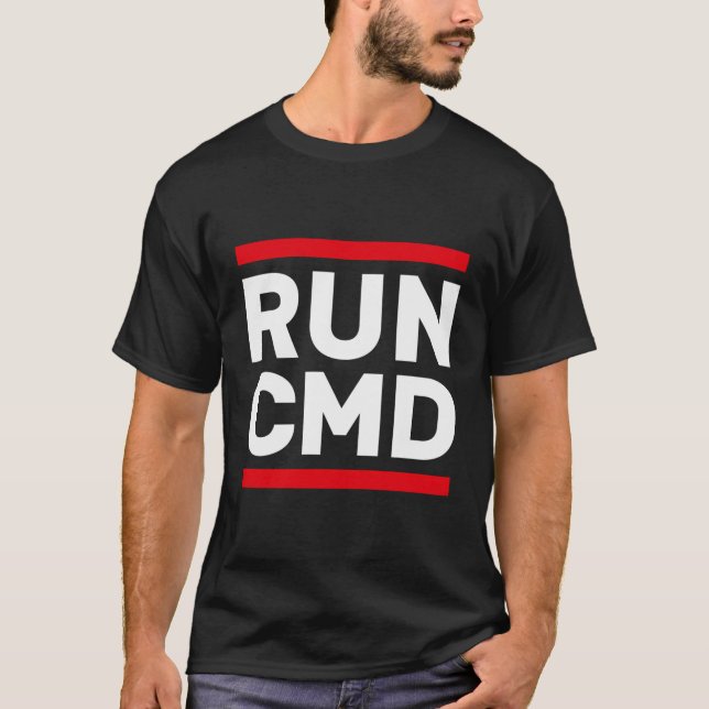 Camiseta Ejecutar Cmd Geek Nerd Computadora Informática Adm (Anverso)