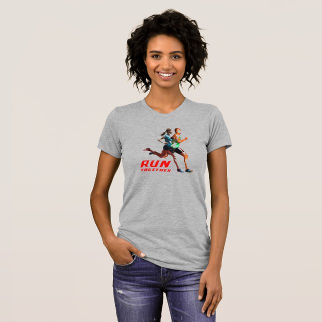 Camiseta Ejecutar juntos | Bella de las mujeres+Lienzo delg (Anverso completo)