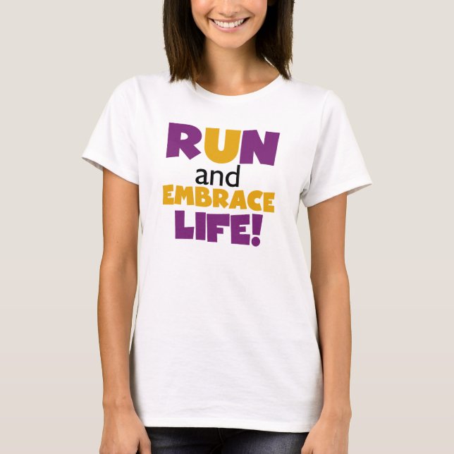 Camiseta Ejecutar la vida del embrión morado amarillo (Anverso)