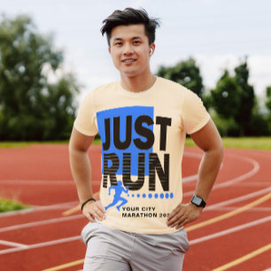Camiseta Ejecutar Marathon Runner Track Race Date Blue Lt