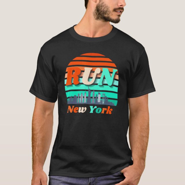 Camiseta Ejecutar Nueva York Sunrise City Silhouette Celebr (Anverso)