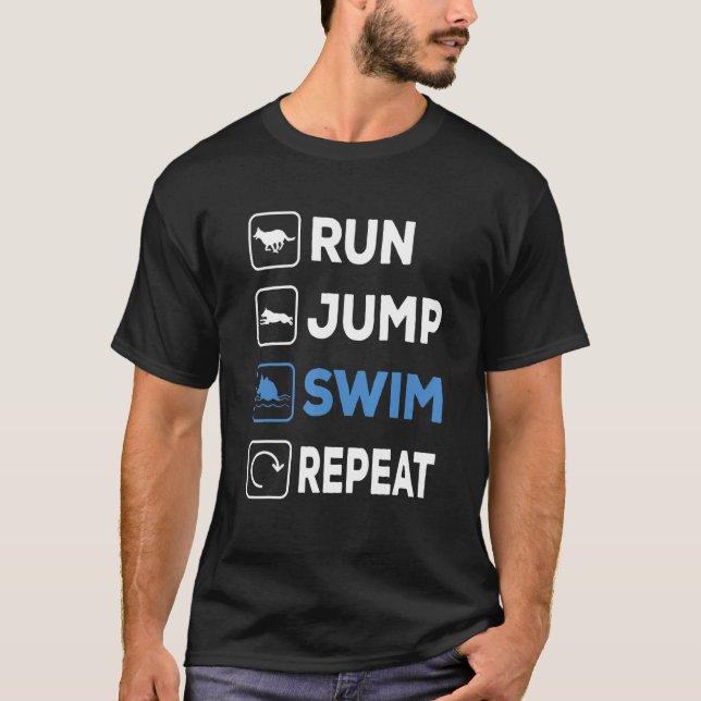 Camiseta Ejecutar Salto Swim Repetir Perro De Buceo Dock (Anverso)