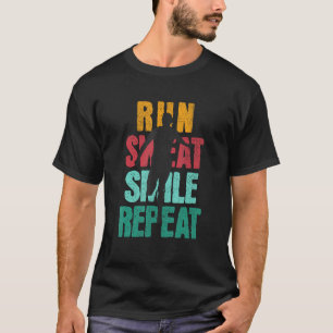 Camiseta Ejecutar sudorosa sonrisa Repetir maratón vintage 
