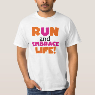 Camiseta Ejecutar y abrazar rosado Naranja de vida