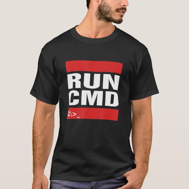 Camiseta Ejecute CMD Computer Programming Coder Tech Geeky (Anverso)