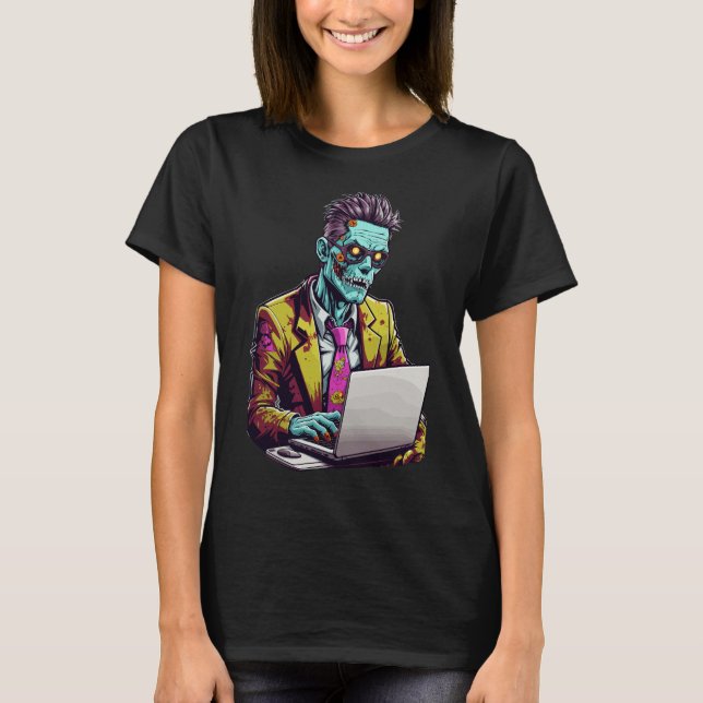 Camiseta Ejecutivo zombi: horas extra de trabajo | Hallowee (Anverso)