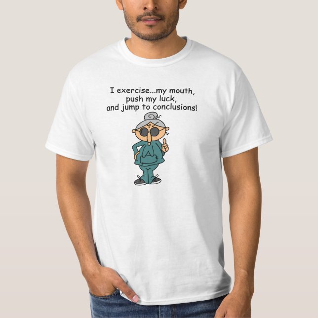 Camiseta Ejercicio, empuje, humor del salto (Anverso)