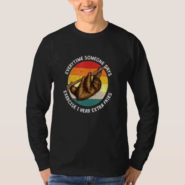 Camiseta Ejercicio O Extra Fries Sloth Workout ExGracias (Anverso)