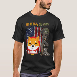 Camiseta Ejército Shiba, moneda de Shiba Inu con bandera es