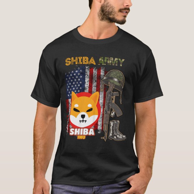 Camiseta Ejército Shiba, moneda de Shiba Inu con bandera es (Anverso)