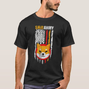 Camiseta Ejército Shiba, moneda Shiba Inu con Shib Bandera 