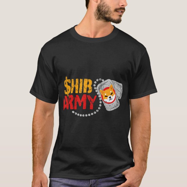 Camiseta EJÉRCITO SHIBA Shiba Inu Crypto Coin Dog Etiqueta  (Anverso)