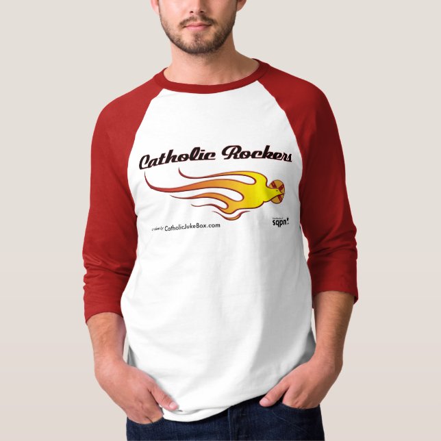 Camiseta Ejes de balancín católicos - letras negras (Anverso)