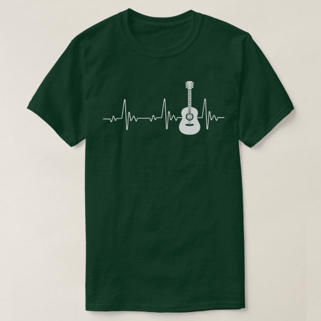Camiseta EKG Guitar Heartbeat Guitarra Jugadora Musicales M (Diseño del anverso)