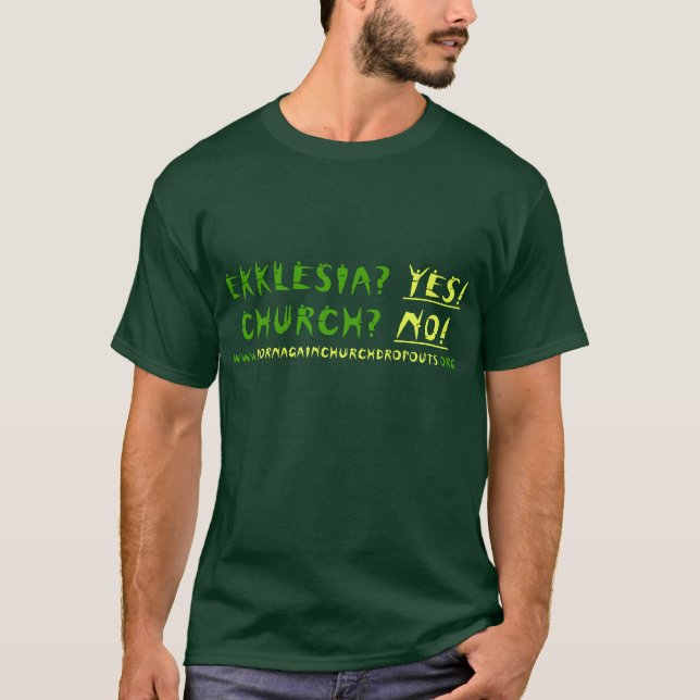 Camiseta ¿Ekklesia? ¡SÍ! en verde de savia/amarillo del (Anverso)