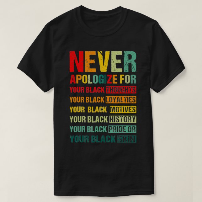 Camiseta El 10 de Junio El Orgullo Negro Nunca Se Disculpa  (Diseño del anverso)