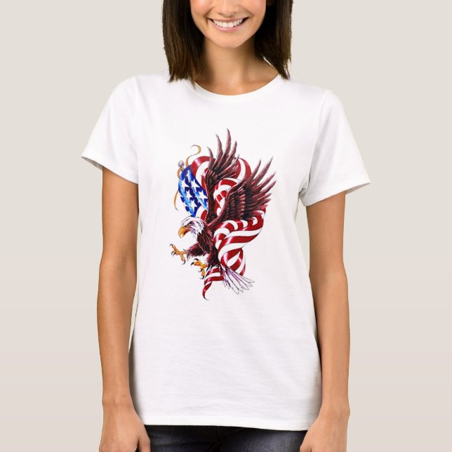 Camiseta el 4 de julio Eagle y ilustracion de la bandera (Anverso)