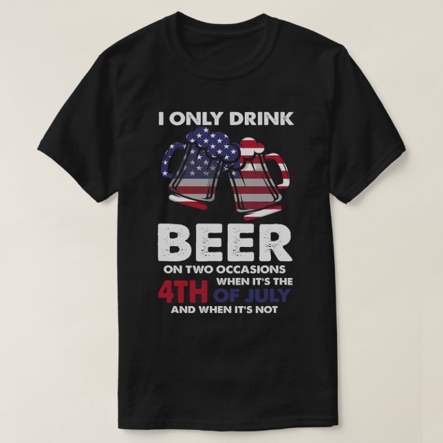 Camiseta El 4 de julio, la cerveza ama a los estadounidense (Diseño del anverso)