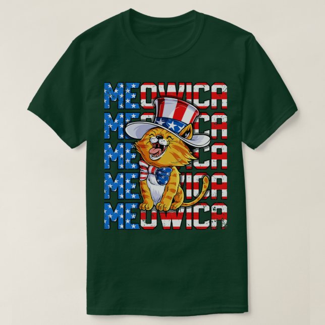 Camiseta El 4 de julio, Meowica, gato, gato, tío de la band (Diseño del anverso)