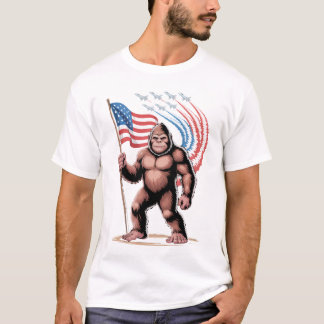 Camiseta El 4 de julio Sasquatch America, un caza de pies g