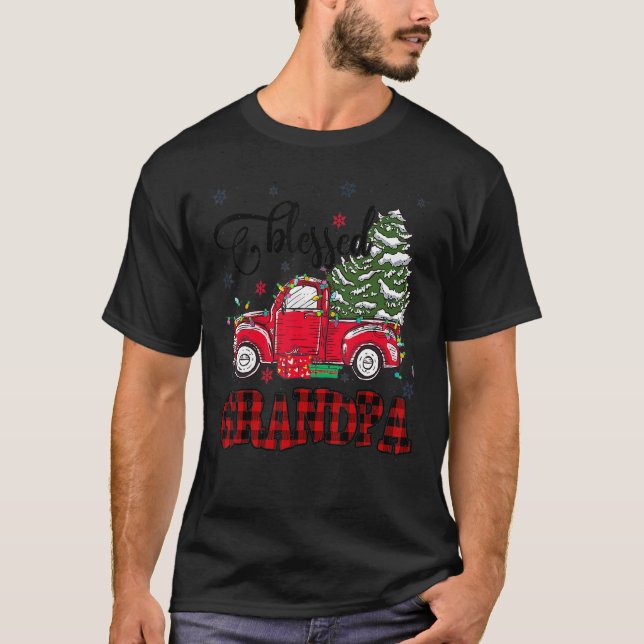 Camiseta El abuelo bendito colocado árbol de camiones rojos (Anverso)