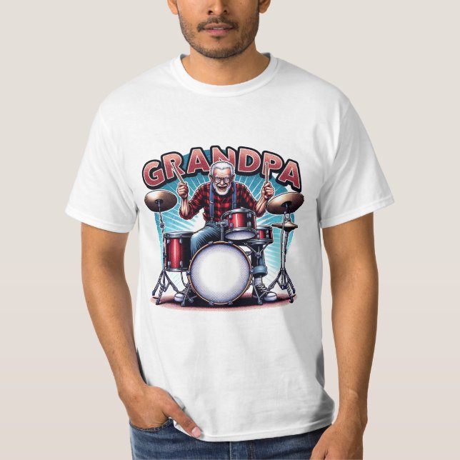 Camiseta El abuelo de Rockin tocando tambores (Anverso)