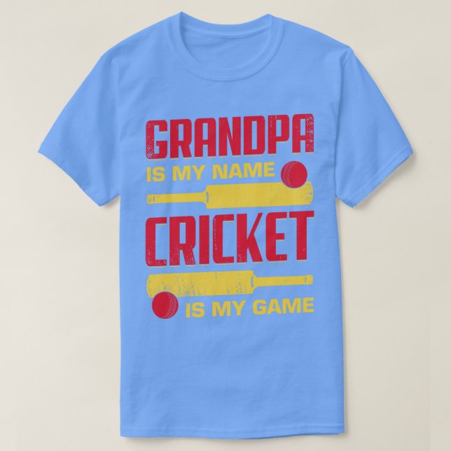 Camiseta El abuelo es mi nombre: El críquet es mi juego (Diseño del anverso)