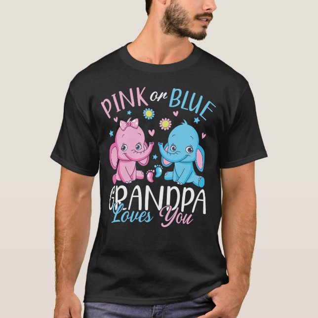 Camiseta El Abuelo Rosa O Azul Te Ama A Los Elefantes Bebés (Anverso)