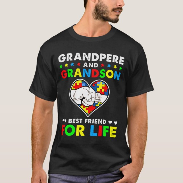Camiseta El Abuelo Y El Abuelo Mejor Amigo Del Autismo De L (Anverso)