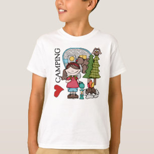 Camiseta El acampar del amor del chica I del pelo de Brown