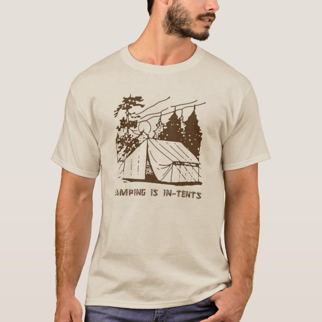 Camiseta El acampar es intentos escena, Brown (Anverso)