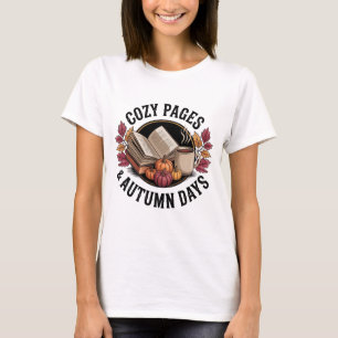 Camiseta El acogedor libro de otoño y la lectura del té vin