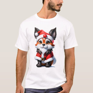 Camiseta El adorable zorro adorable Santa Claus   Arte IA