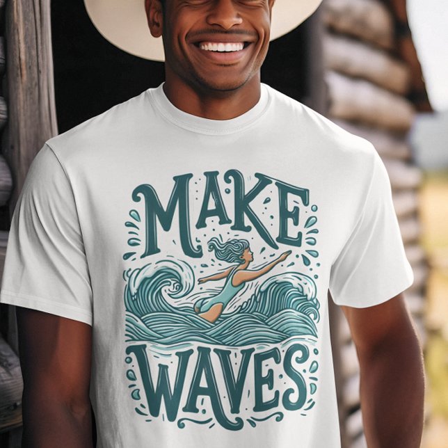 Camiseta El agua es mi lugar feliz Chica surfista ondear ol (Subido por el creador)