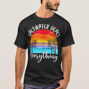 Camiseta El agua salada cura todo lo retro vintage Beach Su