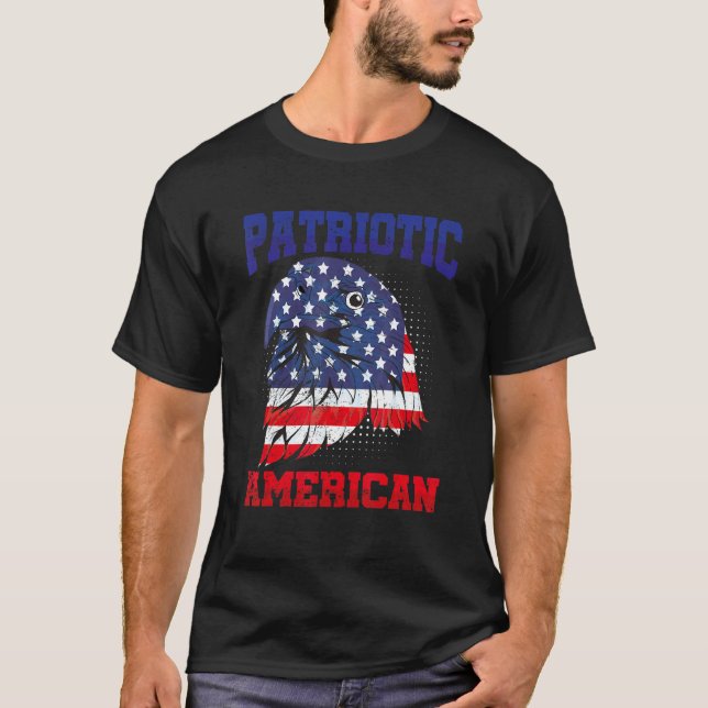 Camiseta El águila calva estadounidense Bandera Patriótica  (Anverso)
