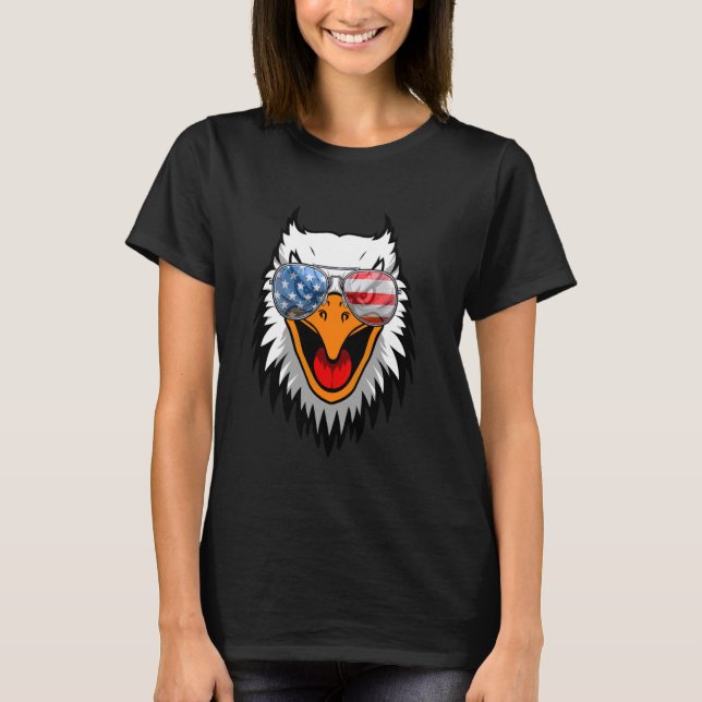 Camiseta El águila calva estadounidense Silhouette Bandera  (Anverso)