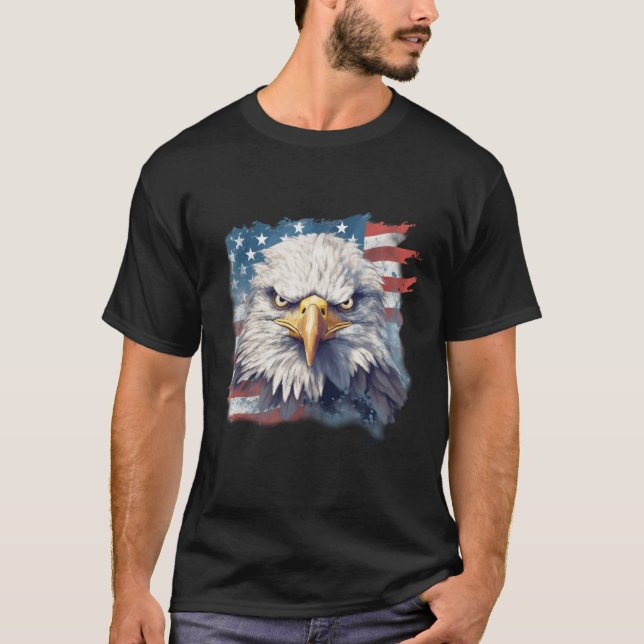 Camiseta El águila norteamericana en la bandera de Estados  (Anverso)