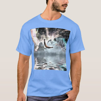Camiseta El águila vuela sobre la superficie del agua