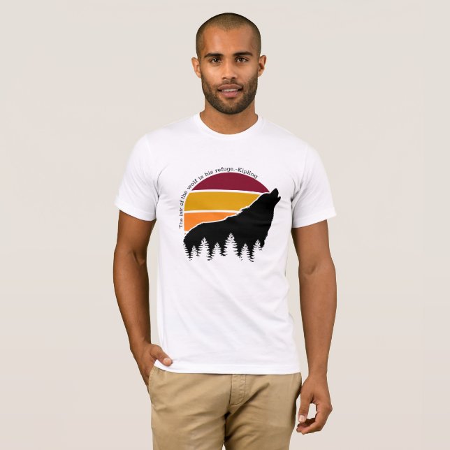 Camiseta El aire del lobo es su atardecer retro de refugio (Anverso completo)