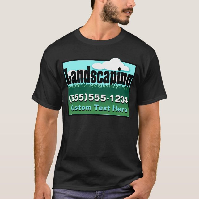 Camiseta El ajardinar. Cuidado del césped. Haga publicidad (Anverso)