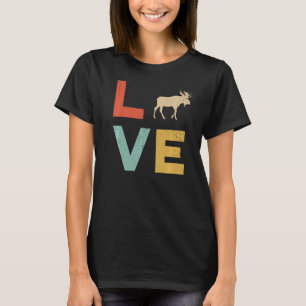 Camiseta El alce de las mujeres del roedor vintage Love Moo