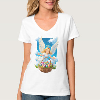 Camiseta El alegre ángel de Pascua con canasta